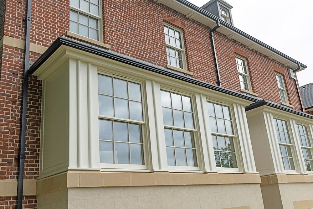 Sash windows in a period bay window setting